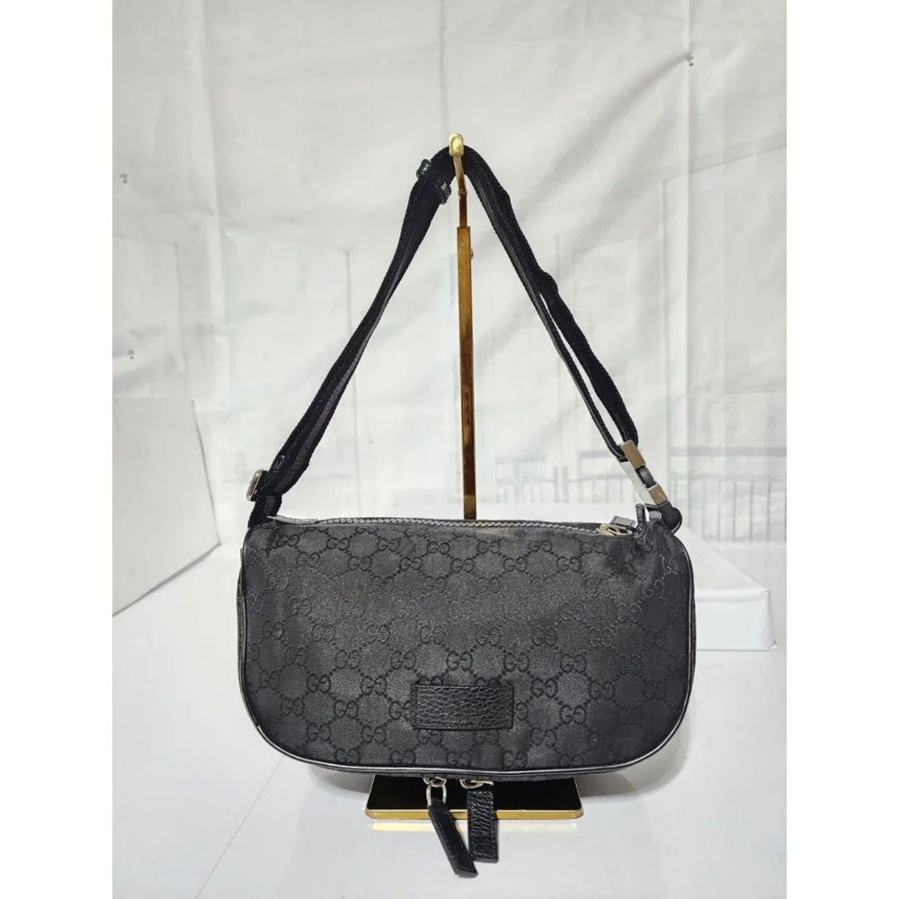 GUCCI Nylon Monogram Fanny Pack Belt Bag Black